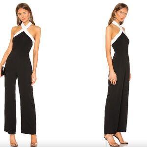 Superdown Revolve Black White Halter Jumpsuit Wide Leg Formal XXS